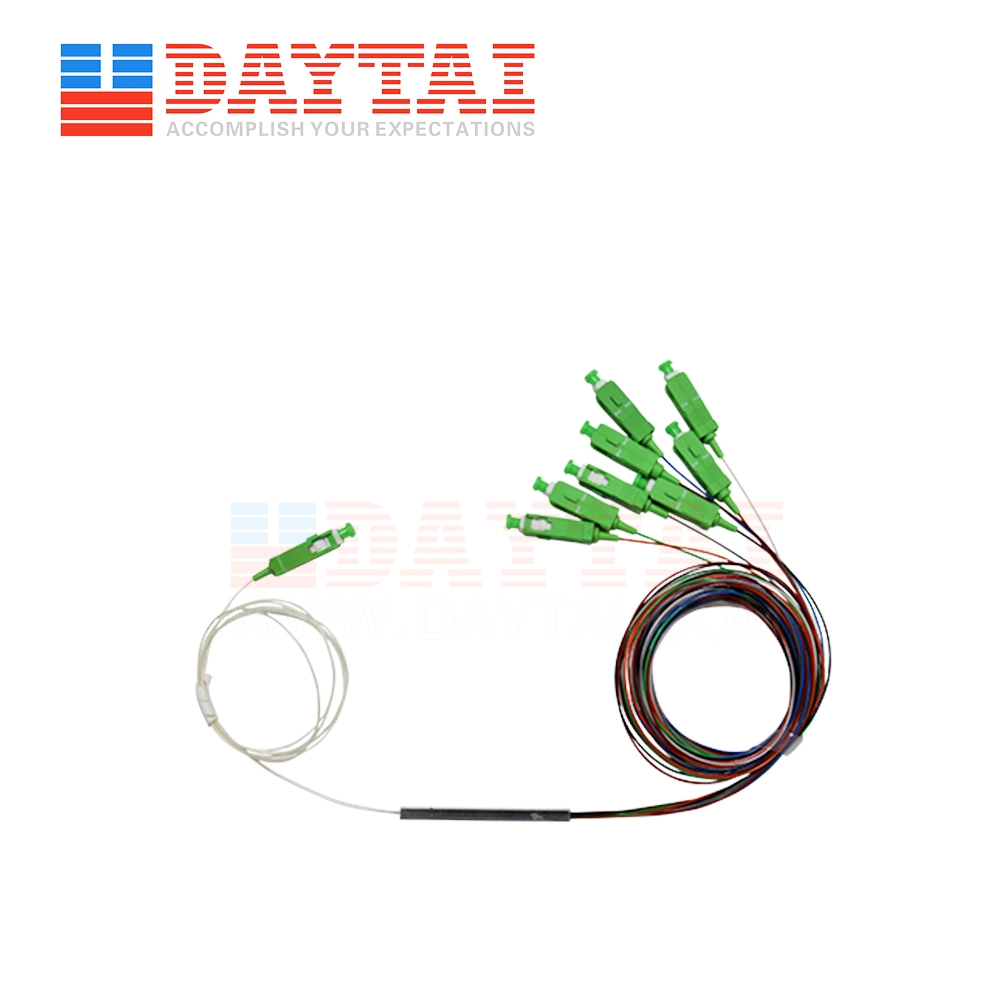 Factory Price Mini Passive Optical Splitter Steel Tube 0.9mm Sc/APC 1X8 Fiber Optic PLC Splitter