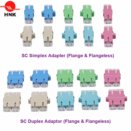 Sc/LC/FC/St/Mu/MTRJ/MPO Simplex/Duplex/Quad Singlemode/Multimode Om3/Om4/APC Standard or Hybrid Fiber Optic Adapter