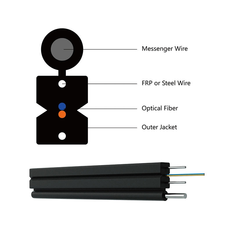 1 Core 2 Core 4 Core FTTH Drop Cable G657A2 Fiber Optic Drop Cable Drop Wire Cable