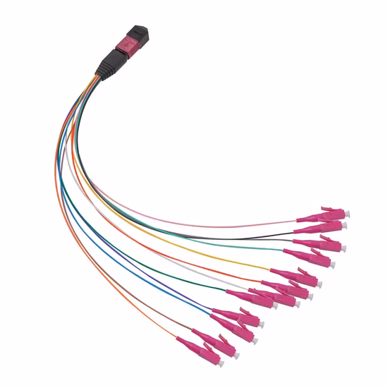 Elite Sm OS2 Om3 Om4 Om5 12c MTP MPO to LC Hydra Cable Assemblies